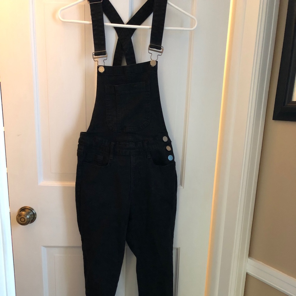 Black stretchy overall jeans